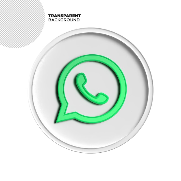 El logotipo del icono de Whatsapp en 3D con fondo transparente