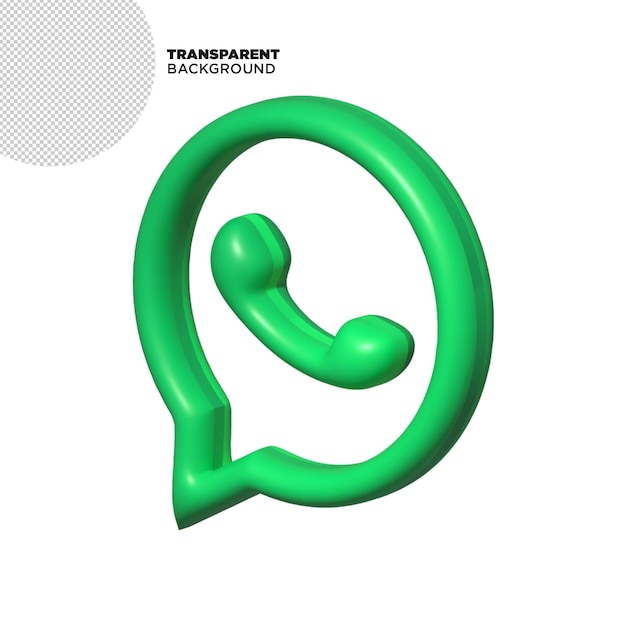El logotipo del icono de Whatsapp en 3D con fondo transparente