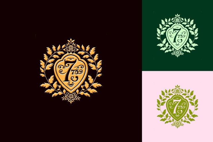 PSD el logotipo de la insignia del 75 aniversario con un 75 estilizado en las colecciones de diseño abstracto de cen vector