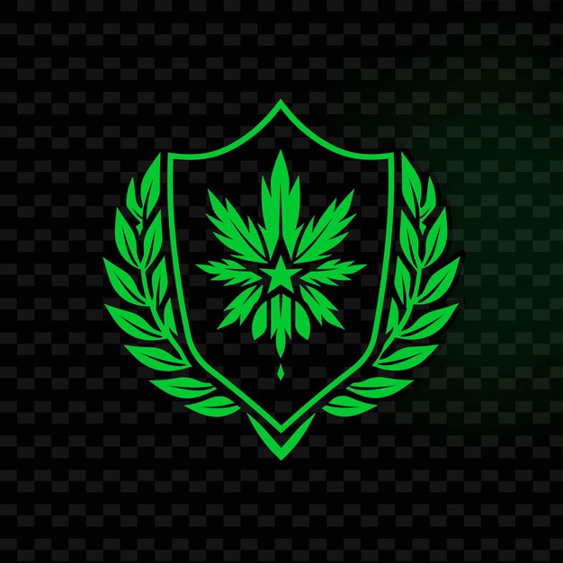 PSD logotipo de insignia de hoja de hisopo con escudo decorativo y estrella en las colecciones de diseño vectorial de hierbas de le nature