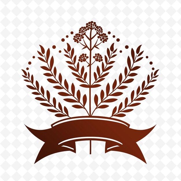 PSD logotipo de la insignia de la hoja de perejil con cinta decorativa y colecciones de diseño vectorial de hierbas naturales florales mo