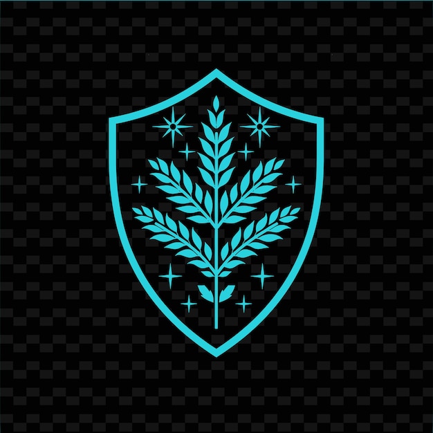 PSD logotipo de insignia de planta de mugwort con escudo decorativo y estrella en las colecciones de diseño vectorial de hierbas de la naturaleza