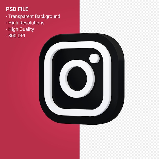 Logotipo de Instagram en renderizado 3d aislado