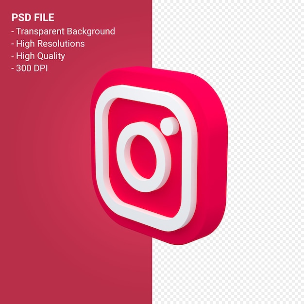 Logotipo de instagram en renderizado 3d aislado