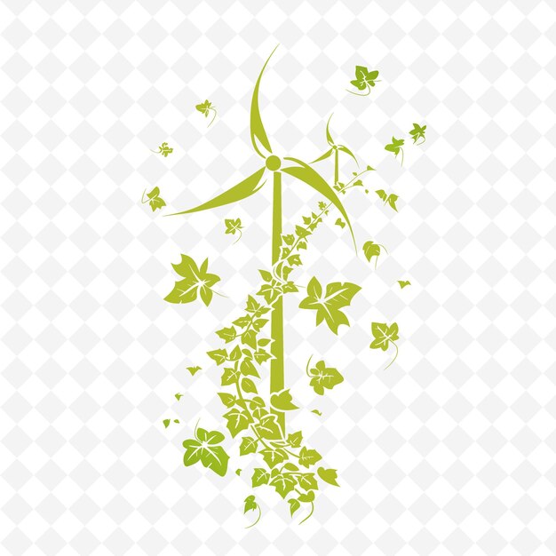 PSD logotipo de ivy ecológico con viento decorativo diseño vectorial creativo de la colección de la naturaleza