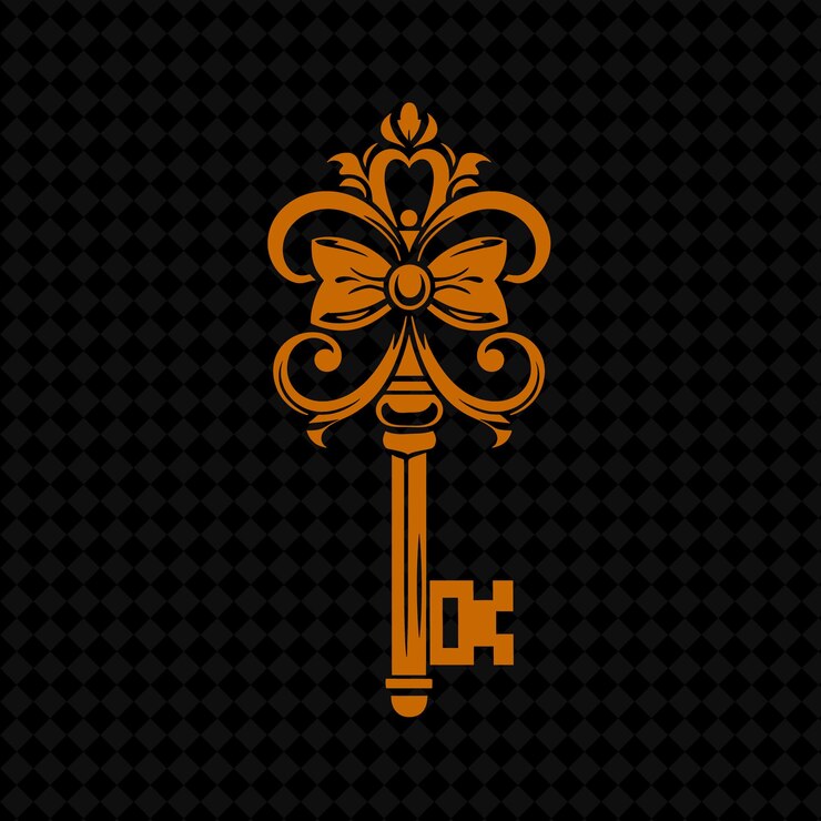 PSD logotipo de ivy key vintage con dientes decorativos y arco adornado de diseños vectoriales de plantas creativas