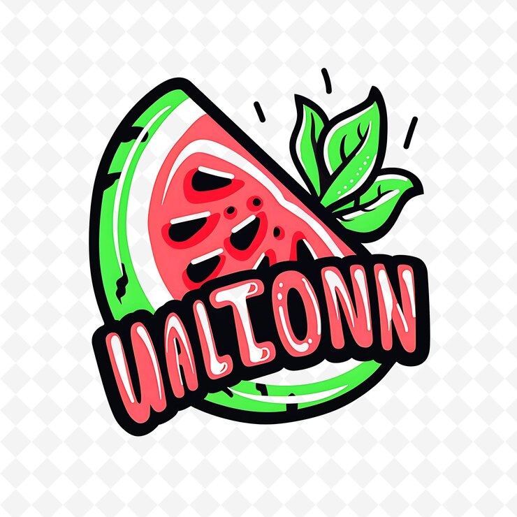 PSD el logotipo del jugo de menta de sandía con rebanada de sandía y menta le png diseños de bebidas inspiradas en los trópicos