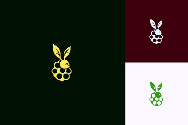Logotipo de jugo de uva con una uva y un icono de conejo de la selva Logotipo PNG Diseños de bebidas inspiradas en los trópicos