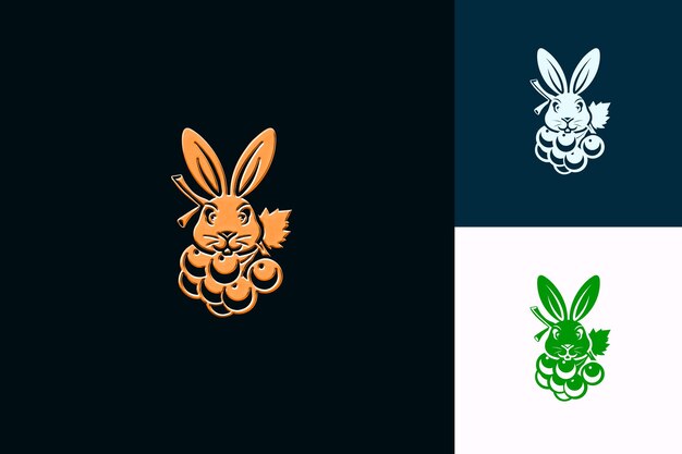 Logotipo de jugo de uva con una uva y un icono de conejo de la selva Logotipo PNG Diseños de bebidas inspiradas en los trópicos