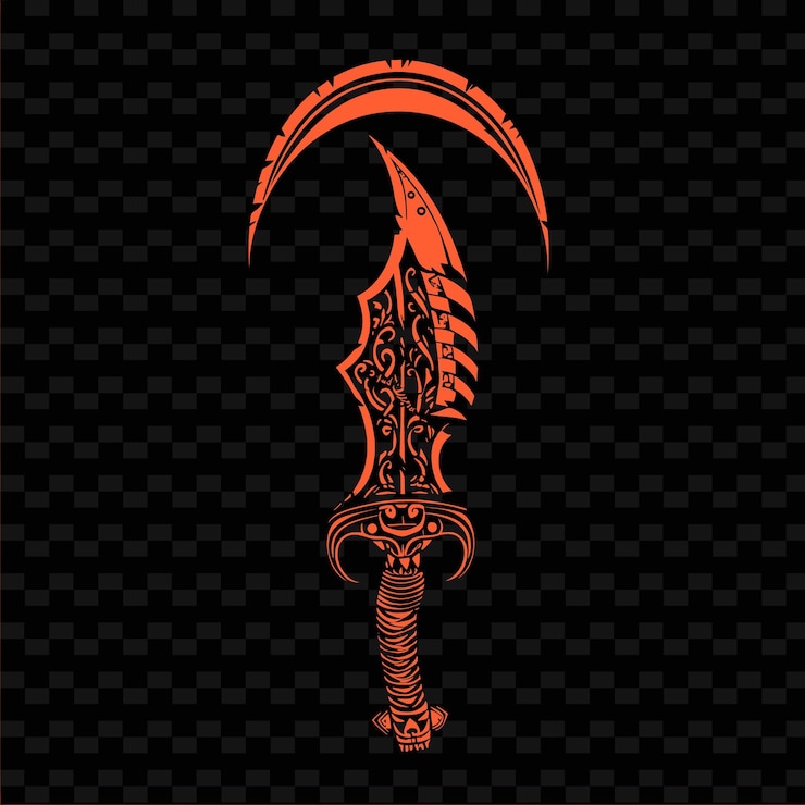 PSD el logotipo khukuri del guerrero gurkha con leopardos y cuchillas curvas diseños vectoriales tribales creativos
