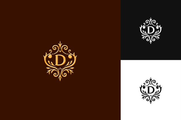 Logotipo de la letra D con fascinación real Emblema Diseño de estilo de logotipo Ilustración Diseños vectoriales de logotipo