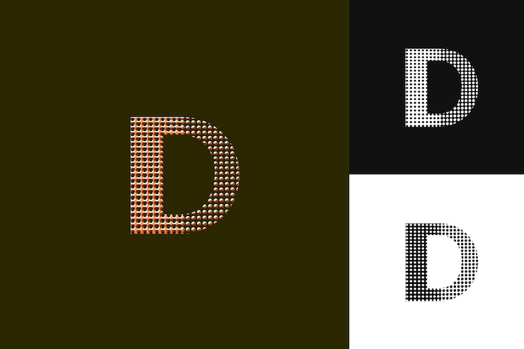 PSD logotipo de letra d con vibración opulenta monograma diseño de estilo de logotipo l ilustración diseños vectoriales de logotipo