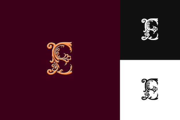 Logotipo de letra E con lujosa vibración Monograma Diseño de estilo de logotipo Lo Ilustración Diseños vectoriales de logotipo