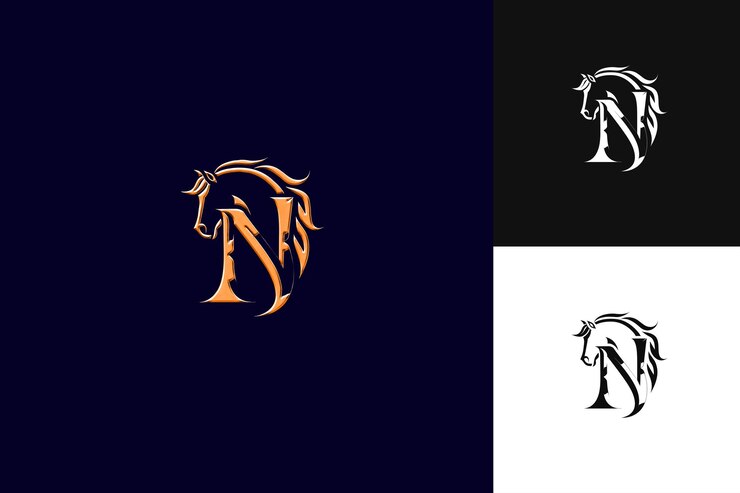 PSD logotipo de la letra n con vibración principesca estilo de la letra mark logotipo desi ilustración diseños vectoriales del logotipo