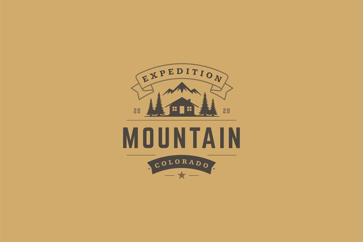 PSD logotipo lineal diseñado para expediciones de montaña