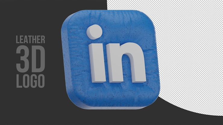 PSD logotipo de linkedin en 3d inflado con textura de cuero realista (hacia arriba)