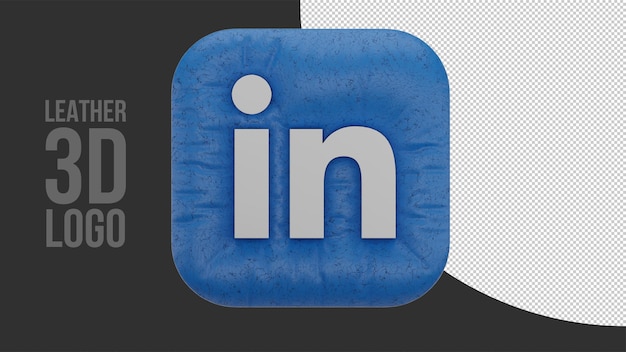 Logotipo de Linkedin 3D inflado con textura de cuero realista