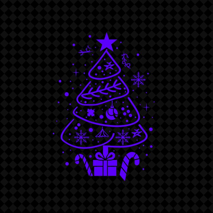PSD logotipo lúdico del árbol de navidad con caña de caramelo decorativa y diseños vectoriales de plantas creativas p