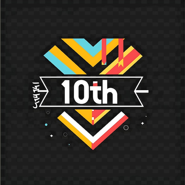 Logotipo lúdico con texto Logotipo del décimo emblema con una forma de estandarte Vector Colecciones de diseño abstracto