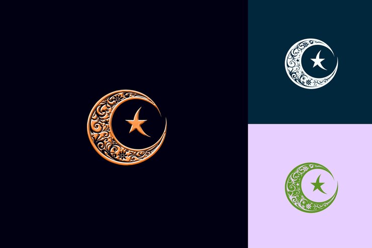 PSD un logotipo de luna y estrella para el año nuevo