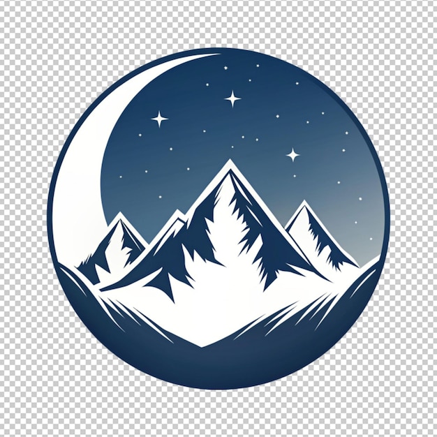 El logotipo de la luna de montaña en un fondo transparente