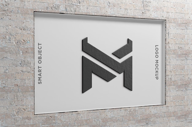 Logotipo de maqueta con pared de ladrillo-3