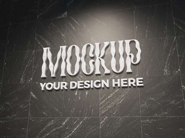 Logotipo en una maqueta de pared de mármol