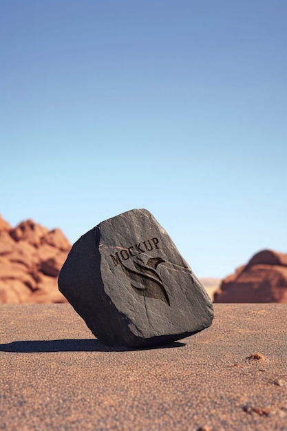 Logotipo en una maqueta de roca