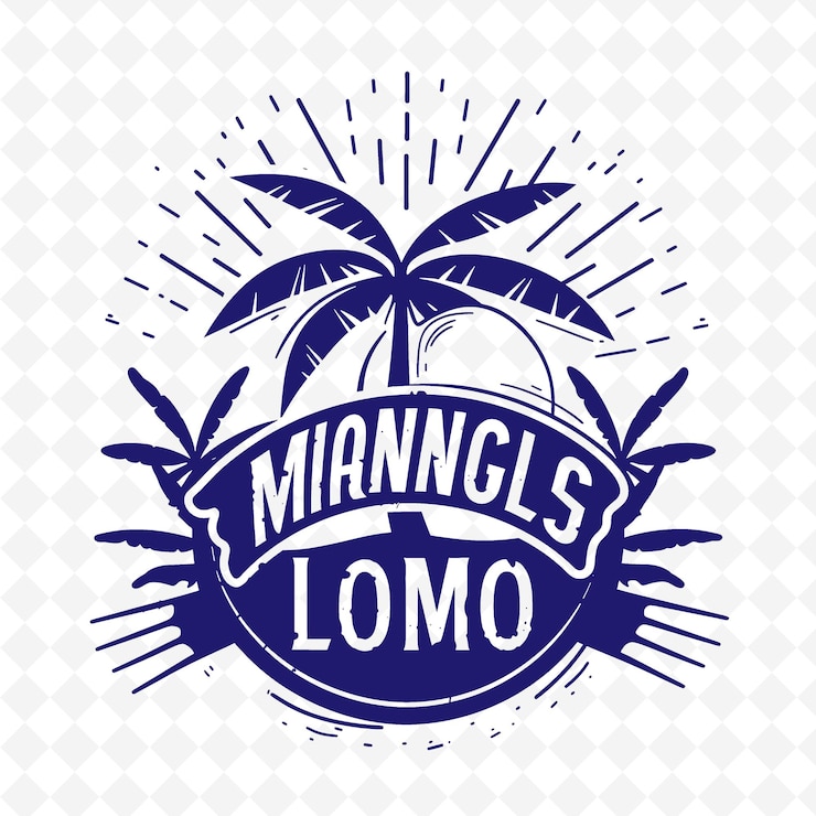 PSD logotipo de marca de palabras de mango tropical con hojas de palma y sol r diseños vectoriales creativos y minimalistas