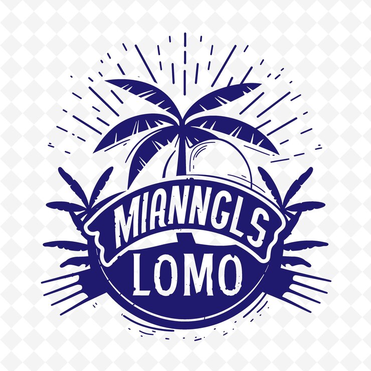 PSD logotipo de marca de palabras de mango tropical con hojas de palma y sol r diseños vectoriales creativos y minimalistas