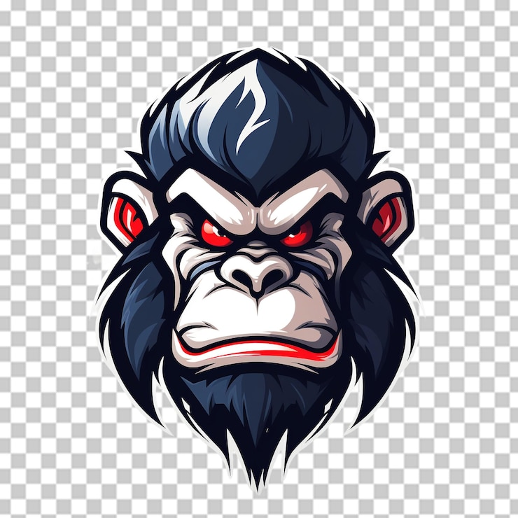 PSD logotipo de la mascota del babuino aislado en un fondo transparente cabeza de gorila