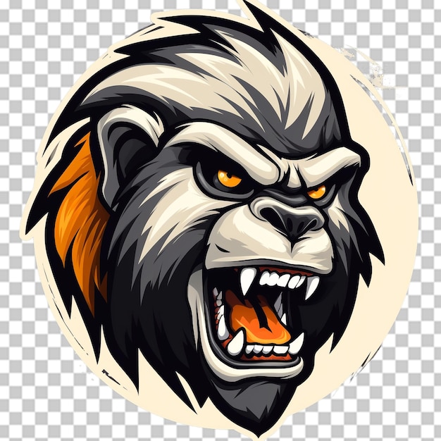 PSD logotipo de la mascota del babuino aislado en un fondo transparente cabeza de gorila