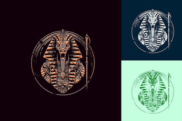 El logotipo de la mascota de la cobra venenosa con la cabeza del faraón egipcio.