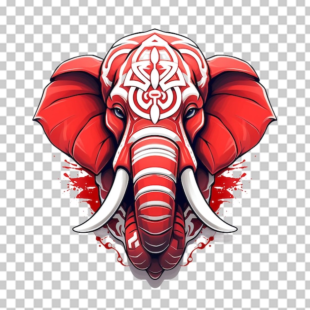 PSD logotipo de la mascota del elefante asiático en fondo transparente