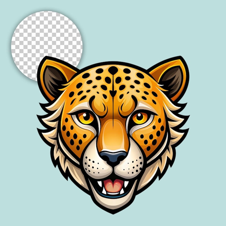 PSD el logotipo de la mascota del guepardo con fondo transparente
