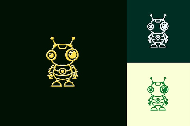 El logotipo de la mascota del robot cómico con engranajes y antenas diseñado con diseños vectoriales abstractos y lindos