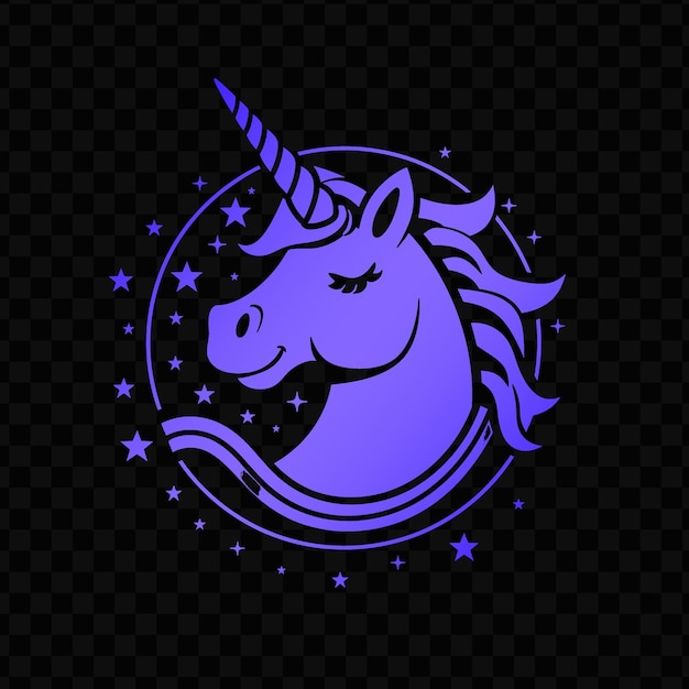 PSD el logotipo de la mascota del unicornio mágico con un cuerno y un diseño de arco iris psd vector tshirt tattoo ink art