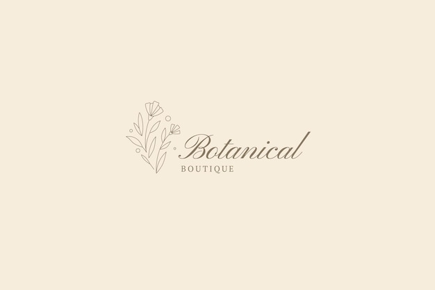 Logotipo minimalista de flor silvestre de mantequilla orgánica lugar para el texto