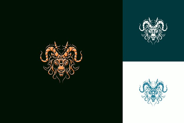 Logotipo mítico de Quimera con decoraciones de cabra leona y serpiente con diseños vectoriales abstractos creativos