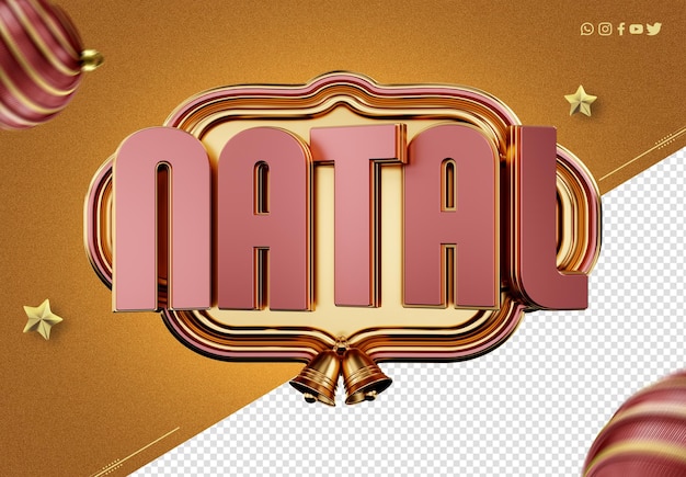 Logotipo de modelo 3D de Navidad en portugués para composiciones