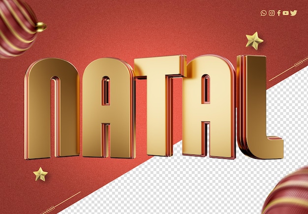 Logotipo de modelo 3D de Navidad en portugués para composiciones