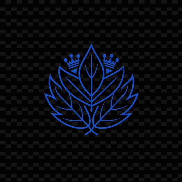 PSD logotipo de monograma de hoja de bahía con hojas decorativas y una corona en la naturaleza colecciones de diseño vectorial de hierbas