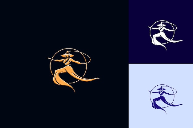 un logotipo con una mujer y un arco con el logotipo de un guerrero