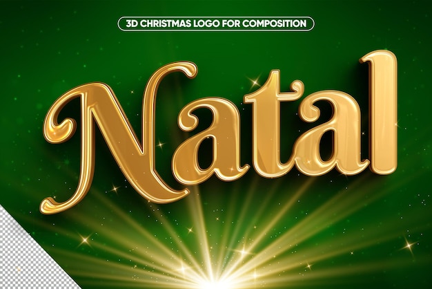 Logotipo de Navidad 3d aislado sobre fondo verde para la composición