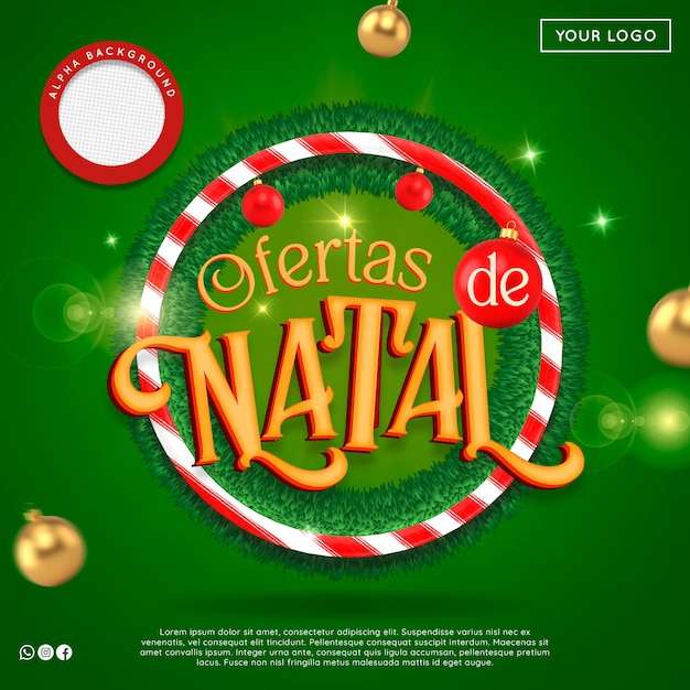 Logotipo de Navidad 3D para composición premium psd aislada