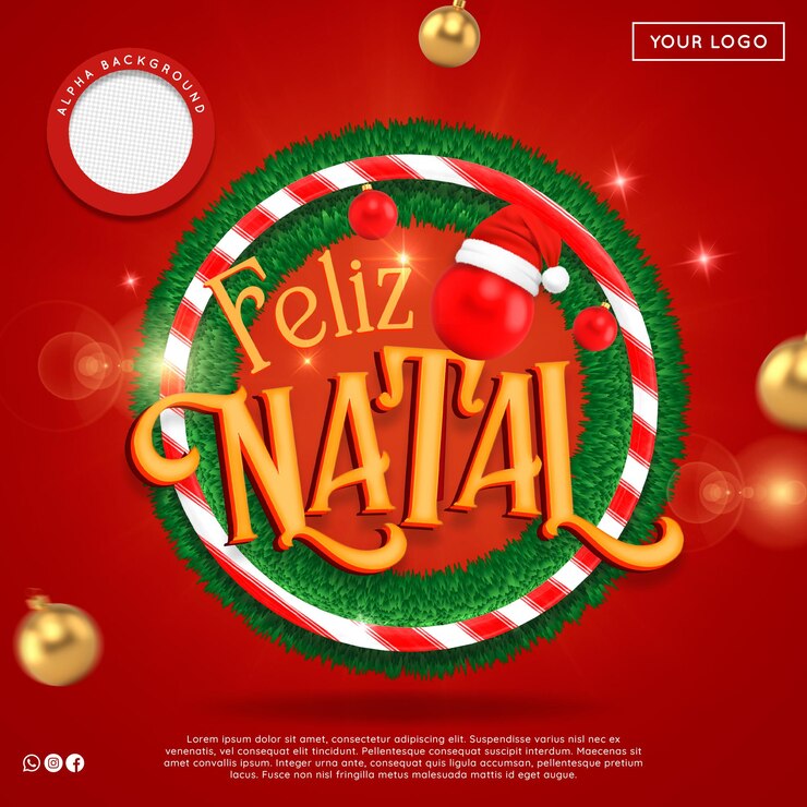 PSD logotipo de navidad 3d para composición premium psd aislada