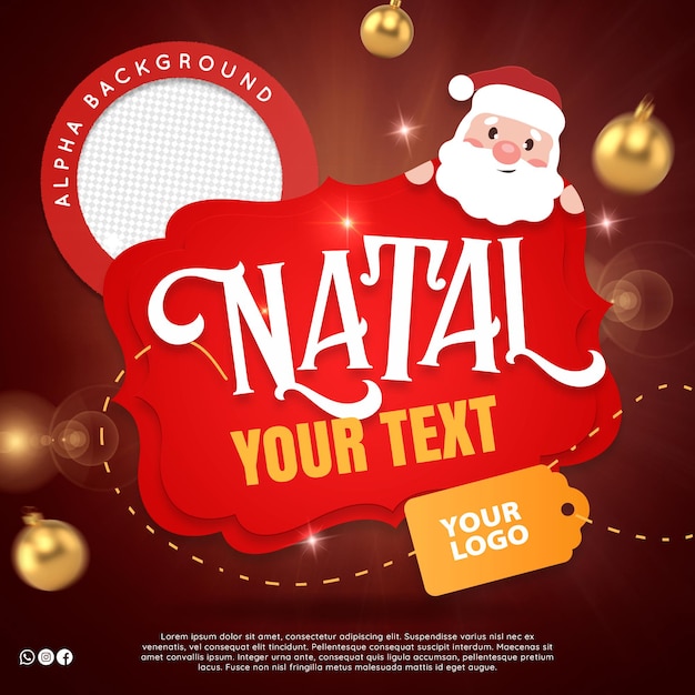 Logotipo de navidad 3d en psd premium