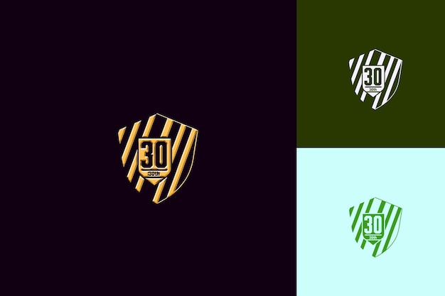 Logotipo en negrita con texto 30 Emblema Logotipo con forma de escudo y colecciones de diseño abstracto vectorial