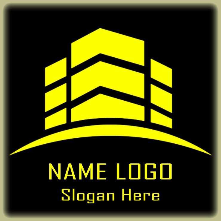 PSD un logotipo negro y amarillo para el nombre de una empresa