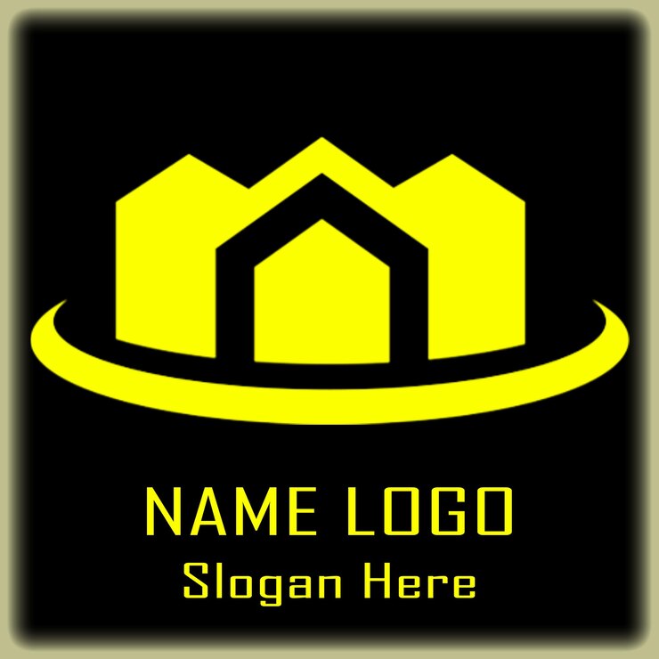 PSD un logotipo negro y amarillo para una oficina en el hogar